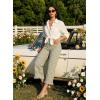 image:imageAcelitt Womens Gingham Pants Summer Casual Elastic Waist Straight Leg Ruffle Hem Stretchy Cropped Trousers with Pockets02blue