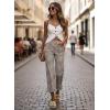 image:imageAcelitt Womens Gingham Pants Summer Casual Elastic Waist Straight Leg Ruffle Hem Stretchy Cropped Trousers with Pockets02green