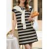 image:imageAcelitt Womens Summer Crewneck Striped Dress with PocketsSXXLBlack