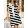 image:imageAcelitt Womens Summer Crewneck Striped Dress with PocketsSXXLBlack Stripe