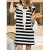 image:imageAcelitt Womens Summer Crewneck Striped Dress with PocketsSXXLBlack Stripe