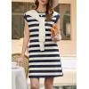image:imageAcelitt Womens Summer Crewneck Striped Dress with PocketsSXXLBlue