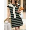 image:imageAcelitt Womens Summer Crewneck Striped Dress with PocketsSXXLGreen