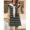 image:imageAcelitt Womens Summer Crewneck Striped Dress with PocketsSXXLGreen