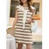 image:imageAcelitt Womens Summer Crewneck Striped Dress with PocketsSXXLKhaki
