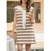 image:imageAcelitt Womens Summer Crewneck Striped Dress with PocketsSXXLKhaki