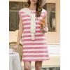image:imageAcelitt Womens Summer Crewneck Striped Dress with PocketsSXXLPink