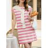 image:imageAcelitt Womens Summer Crewneck Striped Dress with PocketsSXXLPink