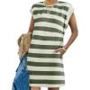 image:imageAcelitt Womens Summer Crewneck Striped Dress with PocketsSXXLLight Green