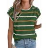 image:imageAcelitt Womens Contrast Ruffle Trim Knit Top Crew Neck Cap Sleeve Lightweight Sweater Vest Casual Loose Fit Pullover BlouseZgreen