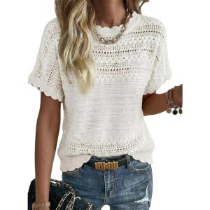 image:imageAcelitt Womens Short Sleeve Knit Sweater Tops SXXLOffwhite