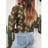 image:imageAcelitt Mesh Tops for Women Sexy Sheer Long Sleeve Shirts Casual Crew Neck Floral BlouseFloral Brown