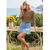 image:imageAcelitt 34 Length Sleeve Womens Tops Boho V Neck Lace Shirt Trendy Blouses Dressy Casual Vacation ClothesBlack