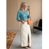 image:imageAcelitt 34 Length Sleeve Womens Tops Boho V Neck Lace Shirt Trendy Blouses Dressy Casual Vacation ClothesSimply Taupe