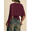 image:imageAcelitt Womens Chiffon Cape Blouse Asymmetrical Flowy Batwing Sleeve Crop Top Dressy Sheer Shawl ShirtBurgundy