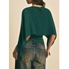 image:imageAcelitt Womens Chiffon Cape Blouse Asymmetrical Flowy Batwing Sleeve Crop Top Dressy Sheer Shawl ShirtSea Green