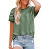 image:imageAcelitt Womens Short Sleeve Knit Tops 2026 Trendy Crewneck Striped T Shirts Casual Summer Blouses OutfitsBlackish Green