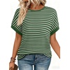 image:imageAcelitt Womens Short Sleeve Knit Tops 2026 Trendy Crewneck Striped T Shirts Casual Summer Blouses OutfitsBlackish Green