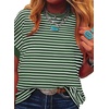 image:imageAcelitt Womens Short Sleeve Knit Tops 2026 Trendy Crewneck Striped T Shirts Casual Summer Blouses OutfitsBlackish Green