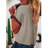 image:imageAcelitt Womens Short Sleeve Knit Tops 2026 Trendy Crewneck Striped T Shirts Casual Summer Blouses OutfitsCoffee