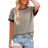 image:imageAcelitt Womens Short Sleeve Knit Tops 2026 Trendy Crewneck Striped T Shirts Casual Summer Blouses OutfitsCoffee