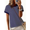 image:imageAcelitt Womens Short Sleeve Knit Tops 2026 Trendy Crewneck Striped T Shirts Casual Summer Blouses OutfitsDirty Blue
