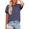 image:imageAcelitt Womens Short Sleeve Knit Tops 2026 Trendy Crewneck Striped T Shirts Casual Summer Blouses OutfitsDirty Blue