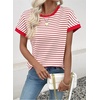 image:imageAcelitt Womens Short Sleeve Knit Tops 2026 Trendy Crewneck Striped T Shirts Casual Summer Blouses OutfitsFiery Red