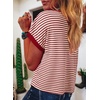 image:imageAcelitt Womens Short Sleeve Knit Tops 2026 Trendy Crewneck Striped T Shirts Casual Summer Blouses OutfitsFiery Red