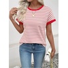 image:imageAcelitt Womens Short Sleeve Knit Tops 2026 Trendy Crewneck Striped T Shirts Casual Summer Blouses OutfitsFiery Red
