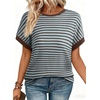 image:imageAcelitt Womens Short Sleeve Knit Tops 2026 Trendy Crewneck Striped T Shirts Casual Summer Blouses OutfitsGreen Bay