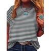 image:imageAcelitt Womens Short Sleeve Knit Tops 2026 Trendy Crewneck Striped T Shirts Casual Summer Blouses OutfitsGreen Bay