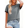 image:imageAcelitt Womens Short Sleeve Knit Tops 2026 Trendy Crewneck Striped T Shirts Casual Summer Blouses OutfitsGreen Bay