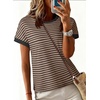 image:imageAcelitt Womens Short Sleeve Knit Tops 2026 Trendy Crewneck Striped T Shirts Casual Summer Blouses OutfitsPale Khaki