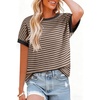 image:imageAcelitt Womens Short Sleeve Knit Tops 2026 Trendy Crewneck Striped T Shirts Casual Summer Blouses OutfitsPale Khaki
