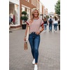 image:imageAcelitt Womens Short Sleeve Knit Tops 2026 Trendy Crewneck Striped T Shirts Casual Summer Blouses OutfitsRacing Red