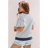image:imageAcelitt Womens Short Sleeve Knit Tops 2026 Trendy Crewneck Striped T Shirts Casual Summer Blouses OutfitsV Blue
