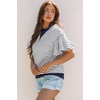 image:imageAcelitt Womens Short Sleeve Knit Tops 2026 Trendy Crewneck Striped T Shirts Casual Summer Blouses OutfitsV Blue