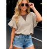 image:imageAcelitt Womens Short Sleeve Knit Tops 2026 Trendy Crewneck Striped T Shirts Casual Summer Blouses OutfitsV Brown
