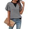 image:imageAcelitt Womens Short Sleeve Knit Tops 2026 Trendy Crewneck Striped T Shirts Casual Summer Blouses OutfitsV Gray