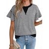 image:imageAcelitt Womens Short Sleeve Knit Tops 2026 Trendy Crewneck Striped T Shirts Casual Summer Blouses OutfitsV Gray