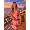 image:imageAcelitt Womens Summer Cowl Neck Sleeveless Dresses Floral Mesh Bodycon Cocktail Party Mini DressGossamer Pink