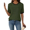 image:imageAcelitt Womens Summer Short Sleeve Knit Tops 2026 Spring Trendy Casual Crew Neck Color Block Sweater BlousesFern Green