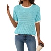 image:imageAcelitt Womens Summer Short Sleeve Knit Tops 2026 Spring Trendy Casual Crew Neck Color Block Sweater BlousesLight Blue