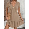 image:imageAcelitt Womens Summer V Neck Short Sleeve Dress SXXLApricot