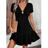 image:imageAcelitt Womens Summer V Neck Short Sleeve Dress SXXLBlack