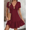 image:imageAcelitt Womens Summer V Neck Short Sleeve Dress SXXLRed