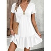 image:imageAcelitt Womens Summer V Neck Short Sleeve Dress SXXLWhite