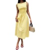 image:imageAcelitt Summer Maxi Dresses for Women 2026 Smocked Waist Gingham Dress Flowy A Line Beach Long Sundresses with PocketsYellow