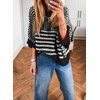 image:imageAcelitt Womens 34 Sleeve Striped Sweater TopsSXXLBlack